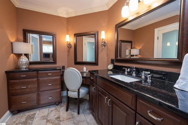 bathroom featuring vanity and crown molding