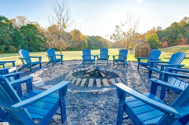 view of patio with an outdoor fire pit