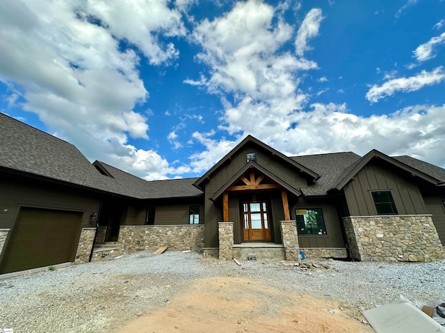 craftsman inspired home featuring a garage