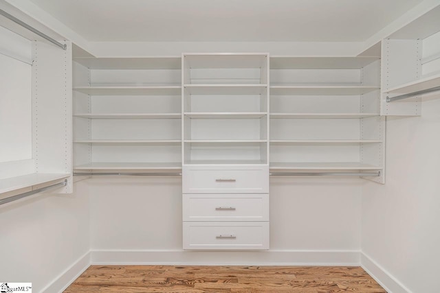 spacious closet featuring hardwood / wood-style flooring