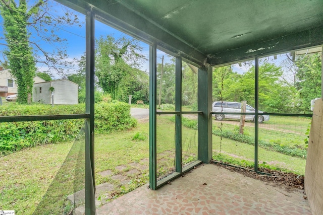 view of unfurnished sunroom