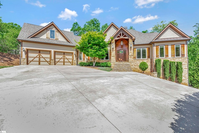 craftsman inspired home featuring a garage