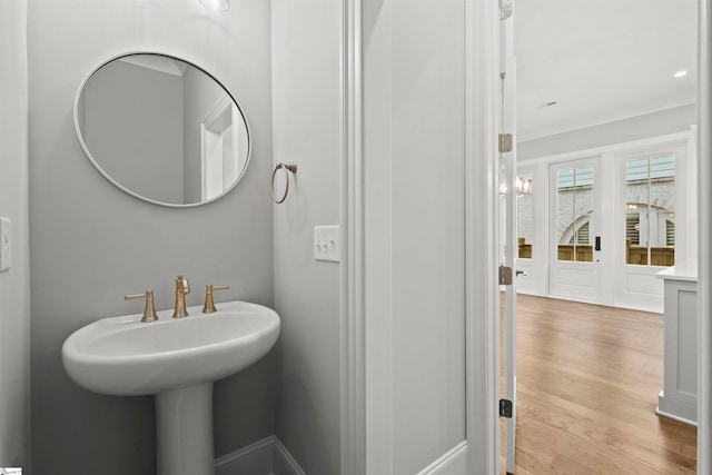 bathroom featuring hardwood / wood-style floors