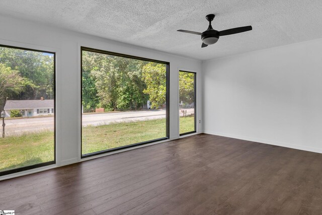 spare room featuring dark hardwood / wood-style flooring and a textured ceiling