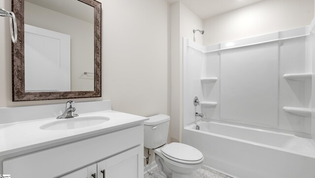 full bathroom featuring vanity, toilet, and shower / bath combination