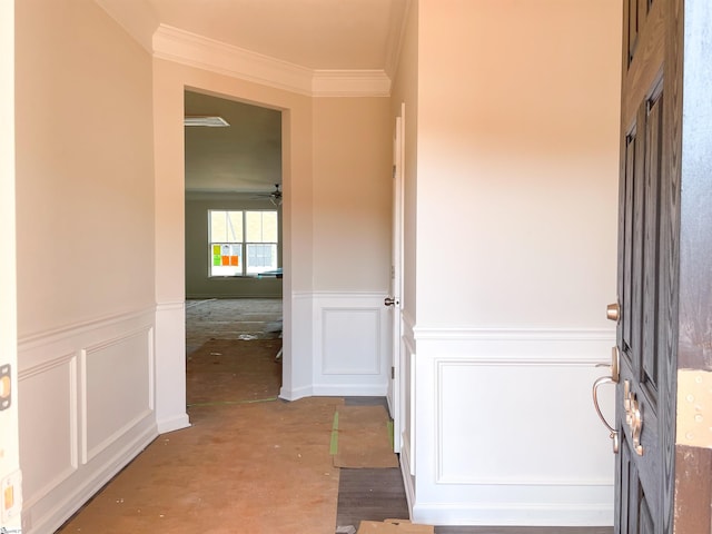 interior space with crown molding