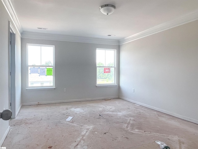 spare room featuring ornamental molding