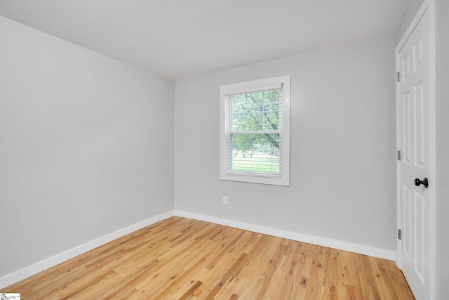 spare room with light hardwood / wood-style flooring