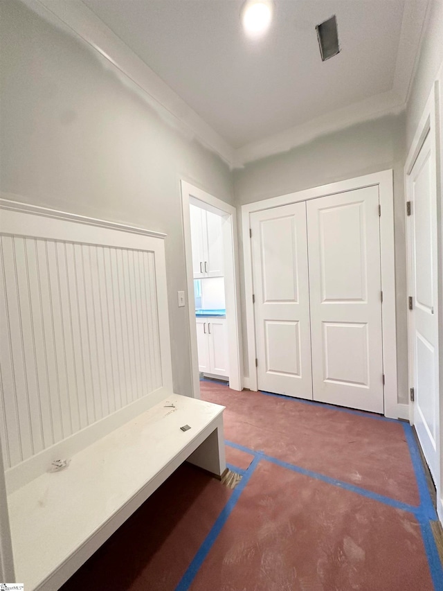 interior space with a closet and carpet