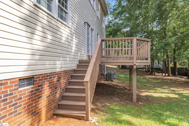 deck featuring central air condition unit