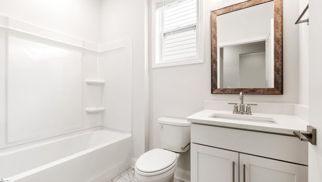 full bathroom with vanity, toilet, and shower / bath combination