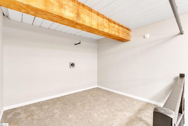 laundry room featuring carpet and electric dryer hookup