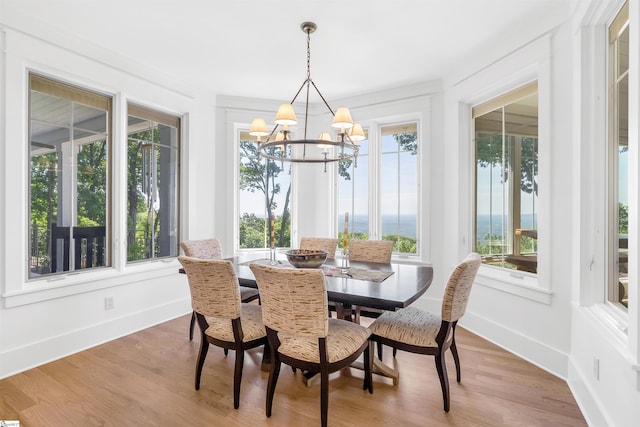 7 Drift Away Ln, Landrum, SC 29356 - dining space featuring baseboards, wood finished floors, and a notable chandelier