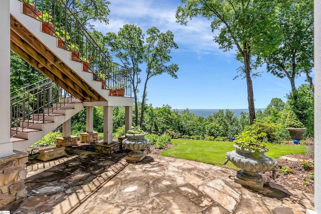 7 Drift Away Ln, Landrum, SC 29356 - view of patio / terrace featuring a water view and stairway