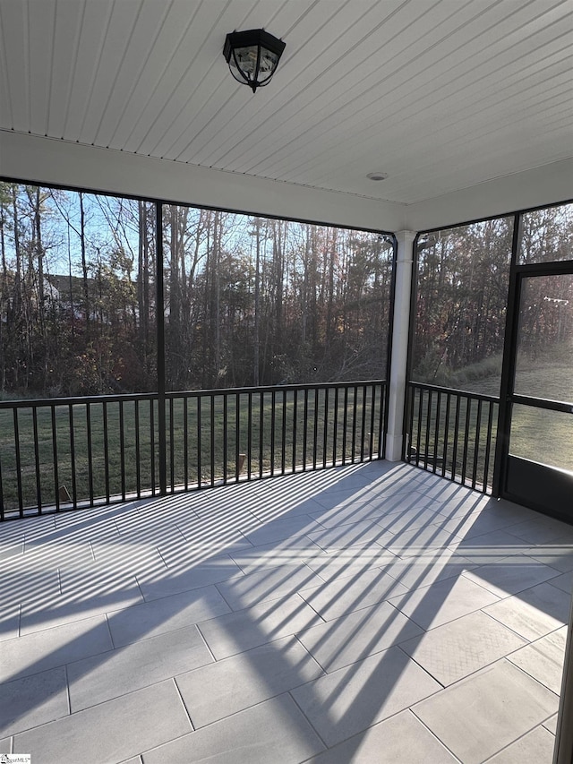 view of unfurnished sunroom