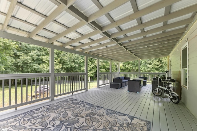 wooden deck with outdoor lounge area