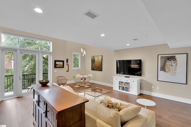 living room with wood-type flooring