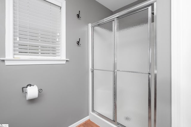 bathroom featuring walk in shower