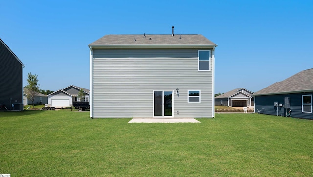 back of property featuring a yard, a patio, and cooling unit