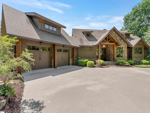 view of front of property with a garage