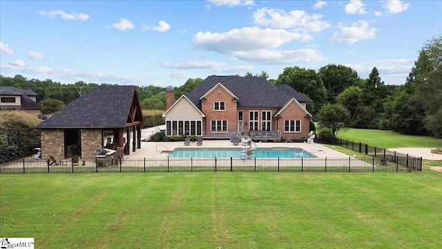 view of swimming pool with a gazebo, a yard, and a patio