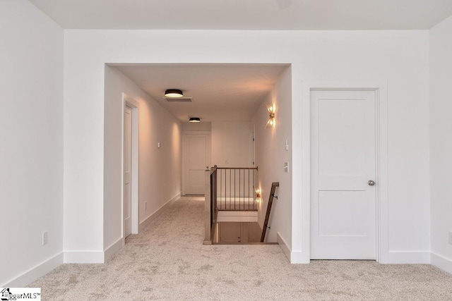 120 Club Cart Rd, Travelers Rest, SC 29690 - hallway featuring carpet, baseboards, and an upstairs landing