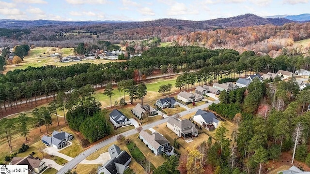 bird's eye view with a mountain view