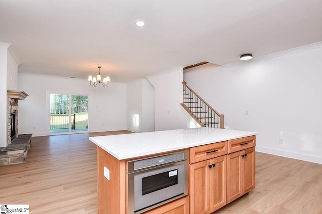 120 Club Cart Rd, Travelers Rest, SC 29690 - kitchen with light wood-style floors, a chandelier, light countertops, baseboards, and recessed lighting