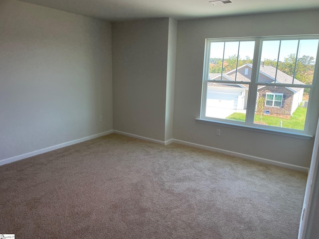 unfurnished room with a healthy amount of sunlight and light carpet