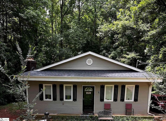 view of front facade with a porch and a shingled roof