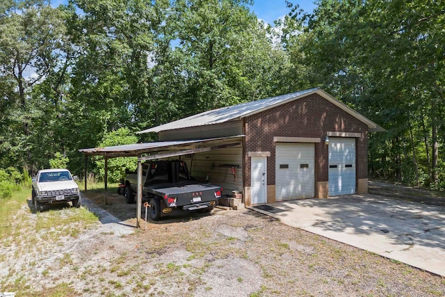 garage with a carport