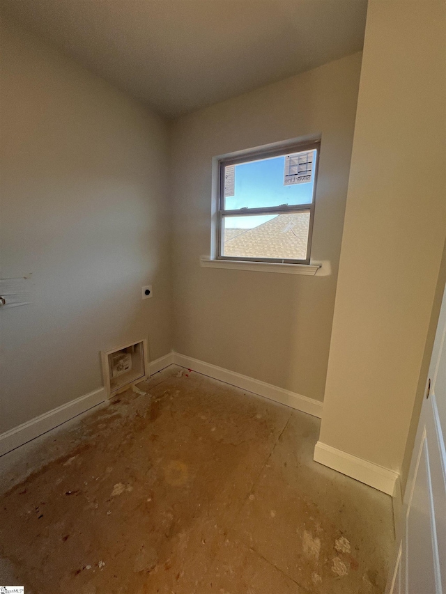 laundry room with laundry area, baseboards, washer hookup, and electric dryer hookup