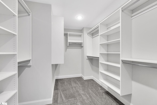 spacious closet with dark carpet