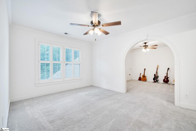 tiled bedroom with access to outside, french doors, and ceiling fan