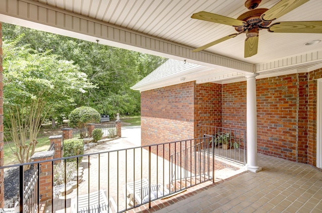 view of patio with ceiling fan