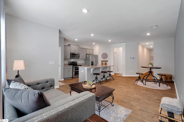 living room featuring light hardwood / wood-style floors