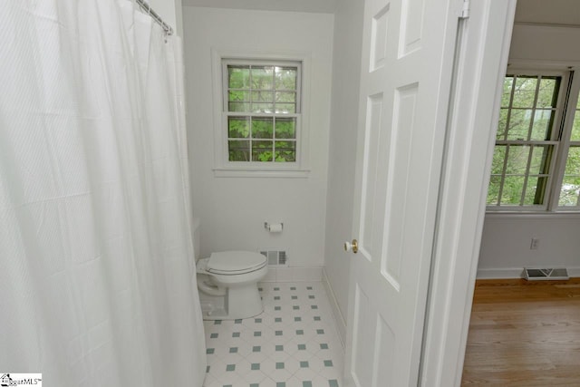 bathroom with toilet and a wealth of natural light