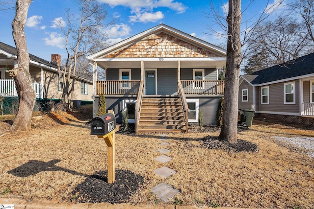 bungalow featuring covered porch