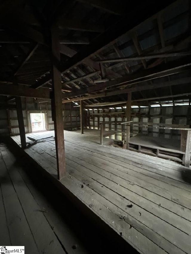 view of unfinished attic