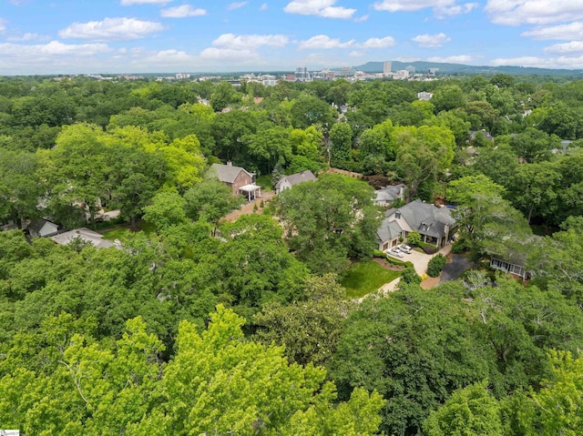 drone / aerial view with a forest view