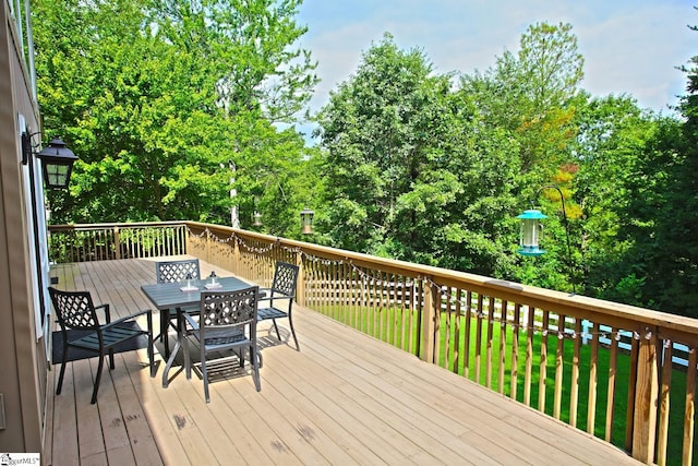 deck with a lawn