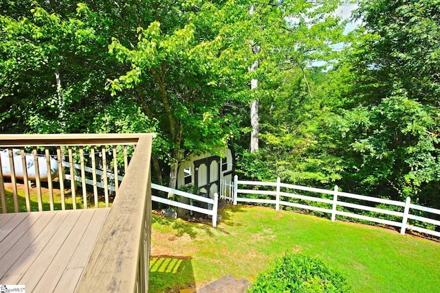 302 Meadowlark Ln, Seneca, SC 29672 - wooden terrace featuring a yard and fence