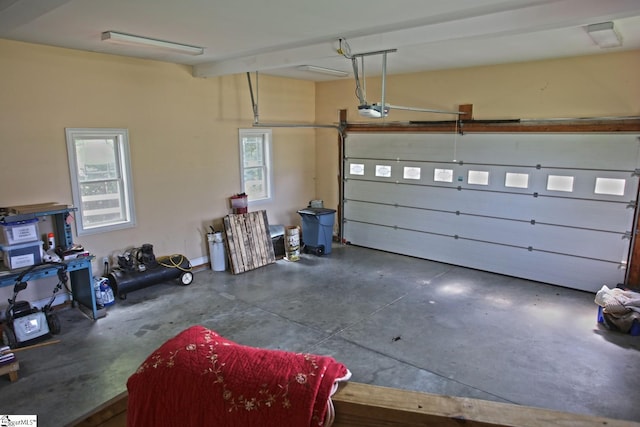 garage with a garage door opener