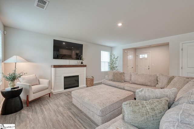 living room featuring light hardwood / wood-style floors