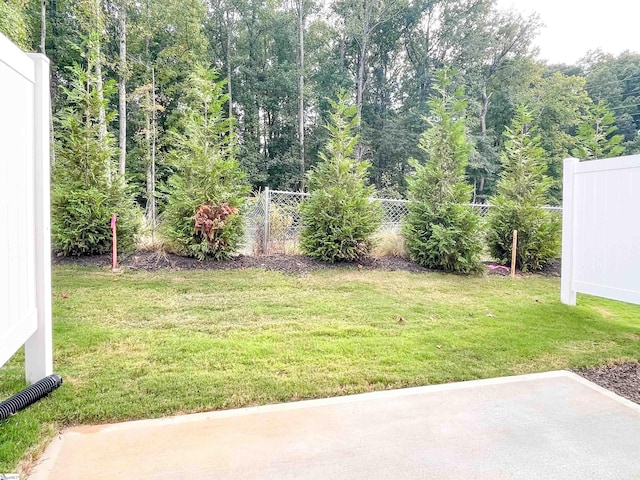 view of yard featuring a patio and fence