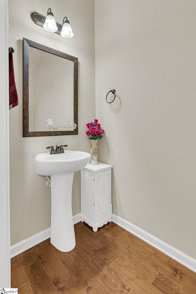 bathroom featuring wood-type flooring