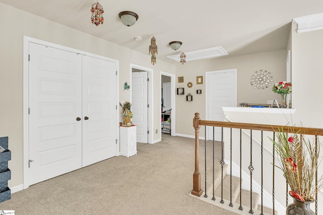 hall featuring carpet floors