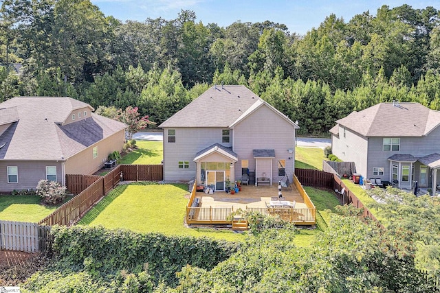 exterior space featuring a deck and a yard