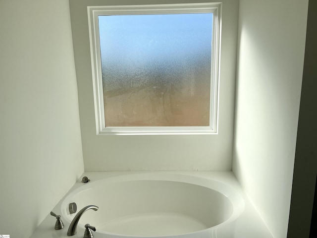 bathroom featuring a washtub and a wealth of natural light