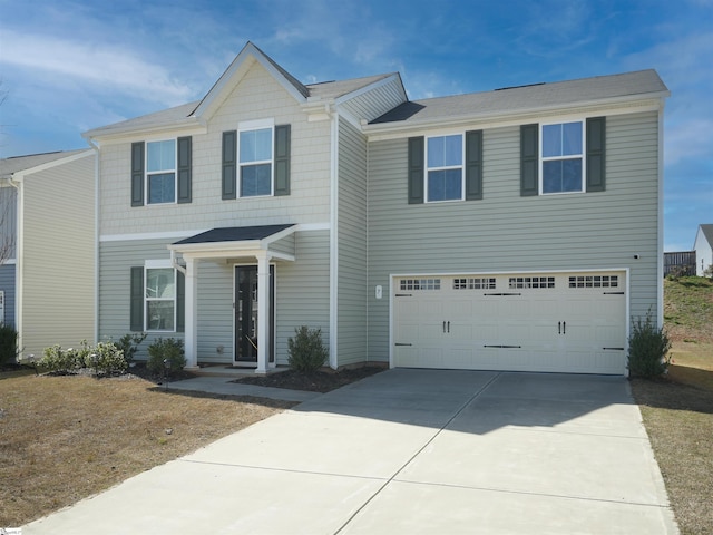 view of front facade with a garage